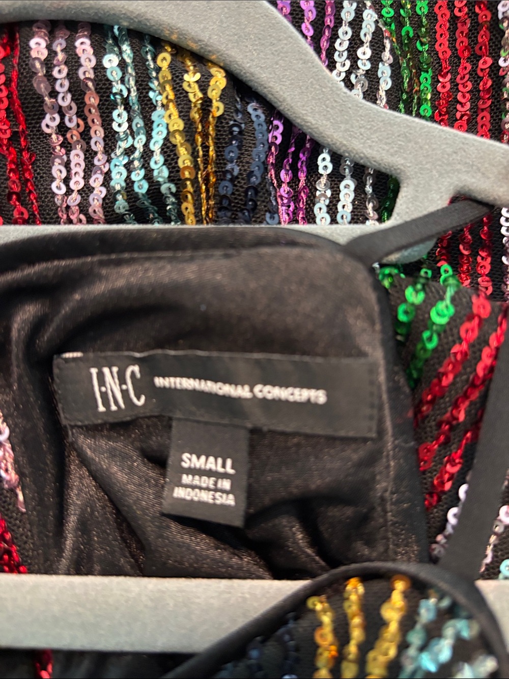 INC International Concepts Multi-Color Sequin Striped Halter Tank Top - Picture 3 of 4